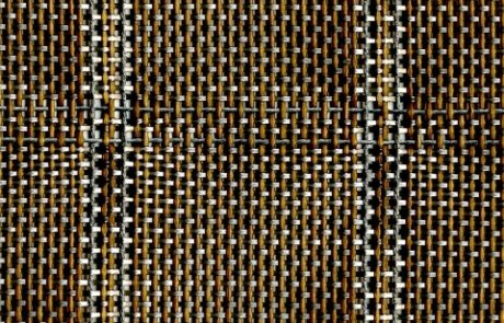 Close-up of Serge Ferrari Defender 7763 reinforced mesh showing galvanised steel cable and PVC weave for anti-theft protection.