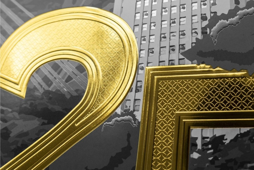 Gold hot stamping and embossed detail on the LEONHARD KURZ Wall Calendar 2025