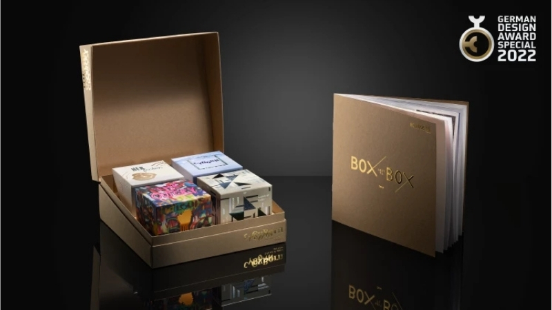 KURZ 2021 creative packaging boxes showcasing award-winning design with embossed finishes and bold graphic styles