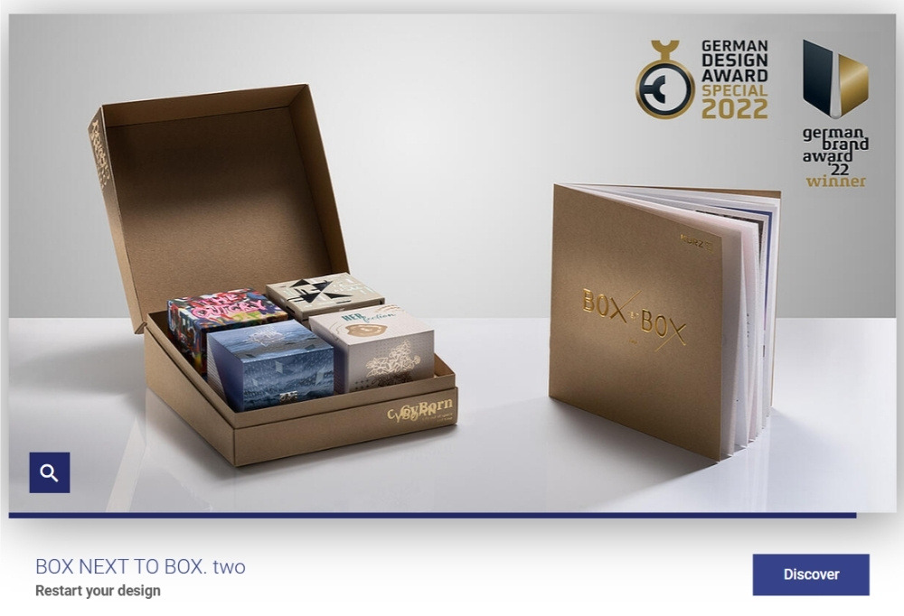 KURZ 2022 Box Next to Box collection with luxury packaging samples and design catalogue