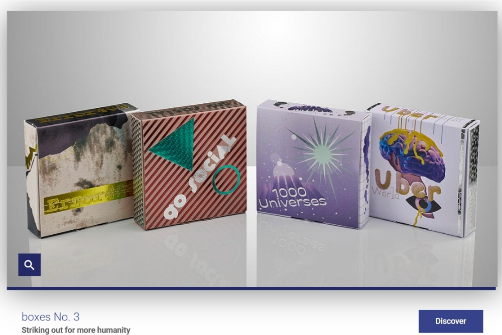 KURZ 2023 packaging design collection exploring digital and human themes through colourful printed boxes