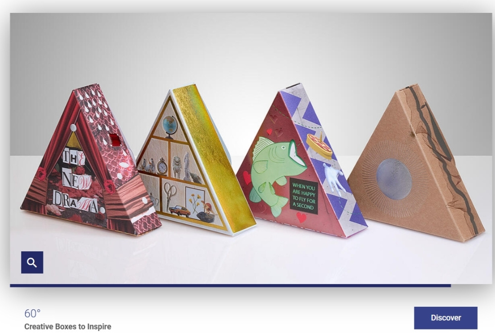 KURZ 2024 creative boxes featuring bold triangular packaging designs with experimental colours and textures