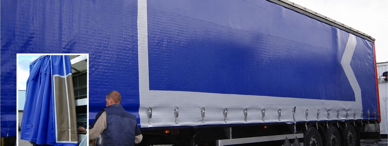 Truck curtain reinforced with Serge Ferrari Defender 7763 anti-intrusion mesh